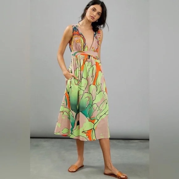 Anthropologie Roopa Pemmaraju Nerida Midi Dress - Picture 1 of 12